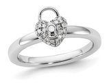 1/10 Carat (ctw) Diamond Heart Lock Ring in Sterling Silver